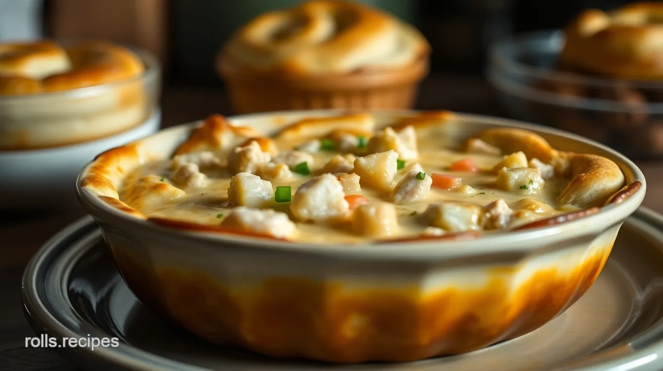 Chicken Pot Pie with Crescent Rolls on Bottom and Top