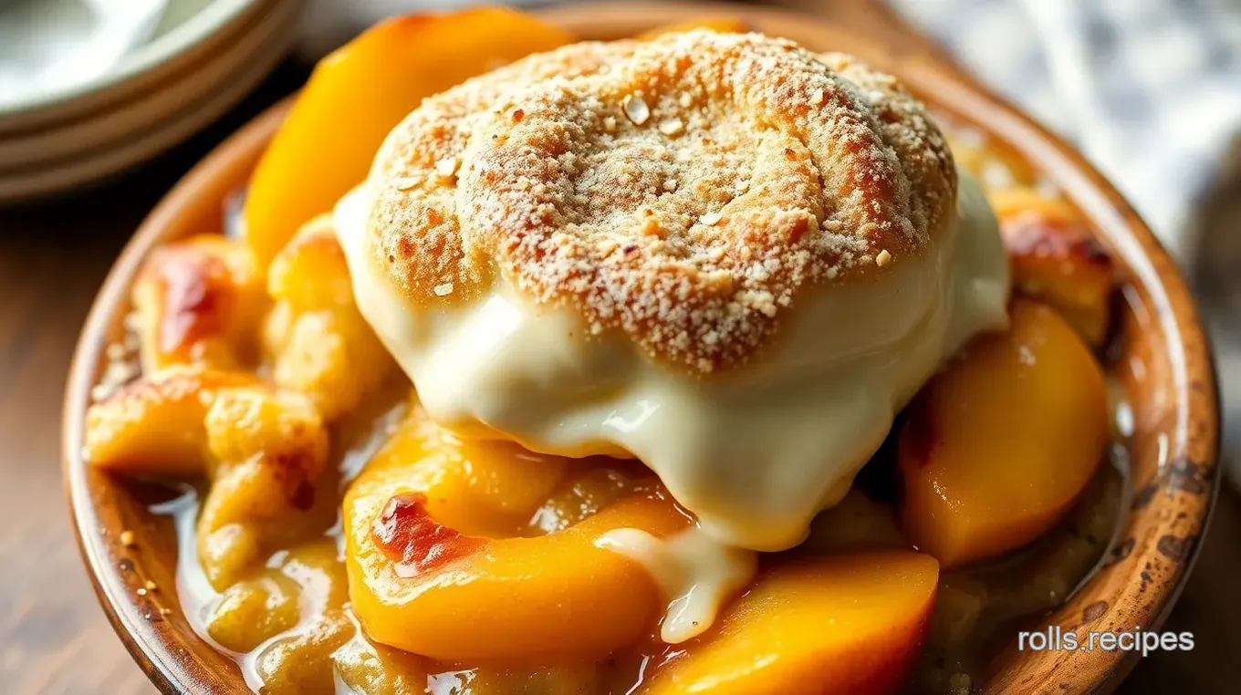 Cinnamon Roll Peach Cobbler Delight