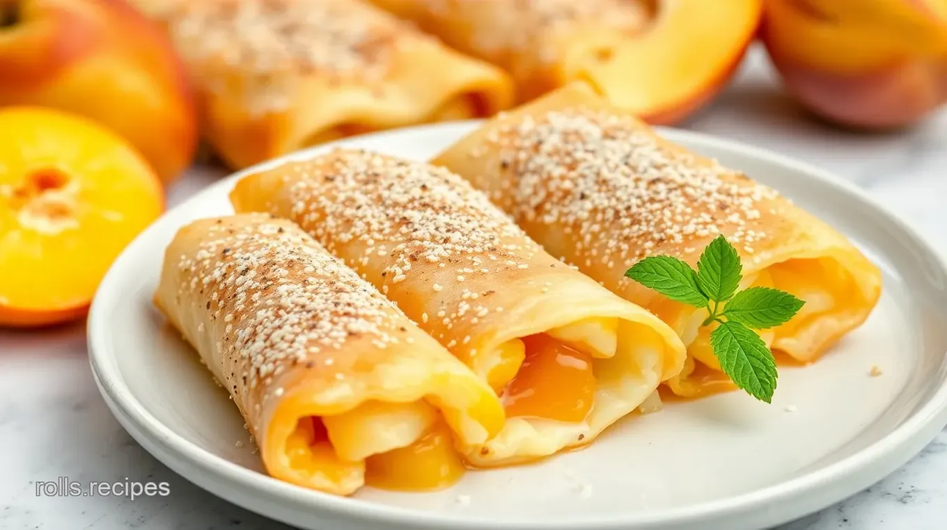 Crispy Peach Cobbler Egg Rolls