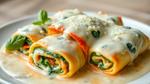 Baked Spinach Lasagna Rolls with Creamy Sauce