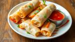 Fry Crispy Spring Rolls with Yum Sauce