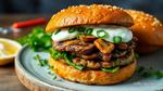 Fry Mushroom Burgers with Spiced Yogurt