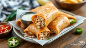 Fried Chicken Egg Rolls with Zesty Jalapeños