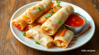 Fry Crispy Spring Rolls with Yum Sauce