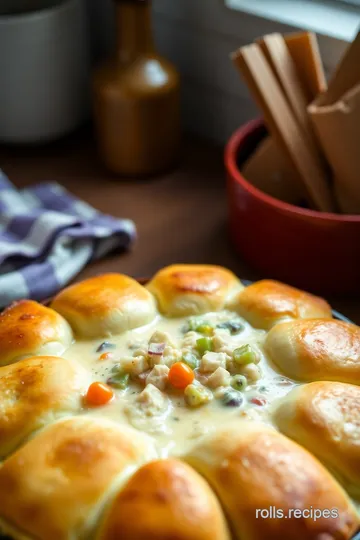 Chicken Pot Pie with Crescent Rolls on Bottom and Top presentation