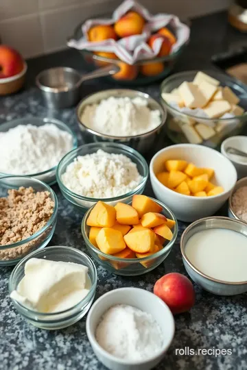 Cinnamon Roll Peach Cobbler Delight ingredients