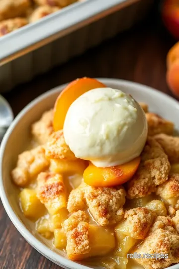 Cinnamon Roll Peach Cobbler Delight presentation