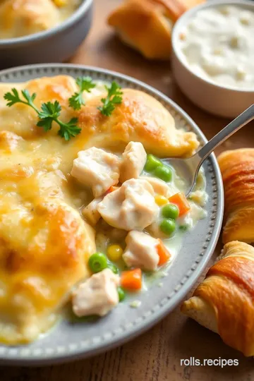 Quick Homemade Chicken Pot Pie with Crescent Rolls presentation